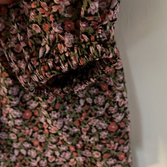 Aqua Polyester Floral Drop Waist Mini Dress Size Large - Picture 4 of 8